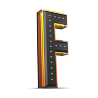 3d alfabeto con alfiler decoración y neón ligero efecto, 3d representación png