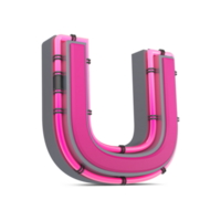 3d rosa alfabeto con neon luce, 3d interpretazione png