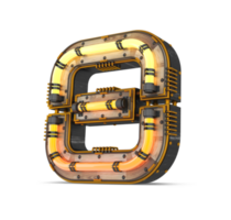 3D wooden number with neon light effect, 3d rendering png