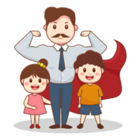 súper héroe padre con su niños png