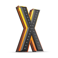 3D alphabet with pin decoration and neon light effect, 3d rendering png