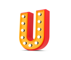 3d alphabet Broadway style with light bulb, 3d rendering png