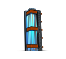 3d alfabet blauw neon licht met koper draad, 3d renderen png
