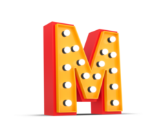 3d alphabet Broadway style with light bulb, 3d rendering png