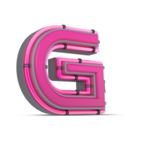 3D pink alphabet with neon light, 3d rendering png