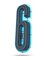 3D Number with blue neon light effect, 3d rendering png