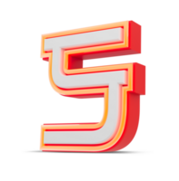 Red 3D Number  japan style with orange neon light, 3d rendering. png