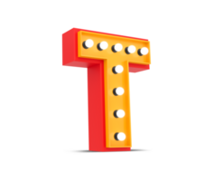 3d alphabet Broadway style avec lumière ampoule, 3d le rendu png