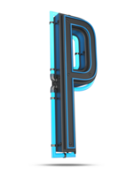 3d alphabet avec bleu néon lumière effet, 3d le rendu png