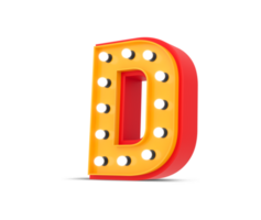 3d alphabet Broadway style with light bulb, 3d rendering png