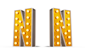 Broadway Stil Licht Birne Alphabet, 3d Rendern png