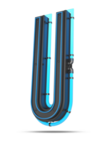 3d alphabet avec bleu néon lumière effet, 3d le rendu png