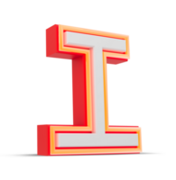 Red 3D alphabet  japan style with orange neon light, 3d rendering. png