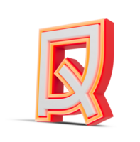 Red 3D alphabet  japan style with orange neon light, 3d rendering. png