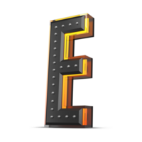 3D alphabet with pin decoration and neon light effect, 3d rendering png