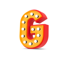 3d alphabet Broadway style with light bulb, 3d rendering png