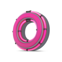 3d roze aantal met neon licht, 3d renderen png