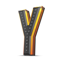 3D alphabet with pin decoration and neon light effect, 3d rendering png