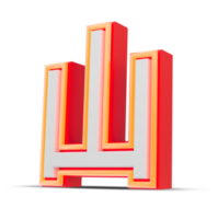 rot 3d Alphabet Japan Stil mit Orange Neon- Licht, 3d Wiedergabe. png