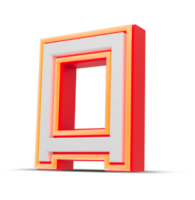 Red 3D alphabet  japan style with orange neon light, 3d rendering. png