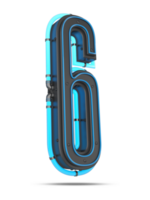 3D Number with blue neon light effect, 3d rendering png