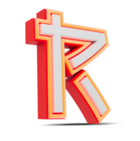 rood 3d alfabet Japan stijl met oranje neon licht, 3d weergave. png