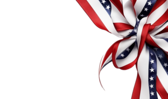 Ribbon border decoration with american flag symbol isolated on transparent background, generative ai png