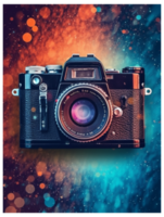 world photography day concept camera template poster, generative ai png