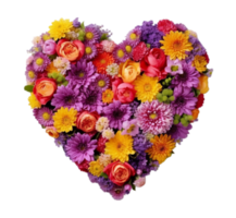 colorida floral enfeite com amor forma, generativo ai png
