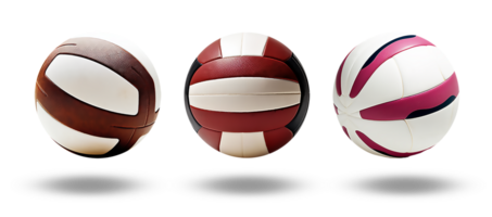 set of realistic volleyball elements isolated on transparent background, generative ai png