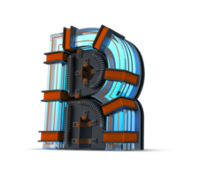 3d alfabeto blu neon leggero con rame filo, 3d interpretazione png