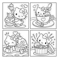 Cute Kitty Cat Children Coloring Book vector