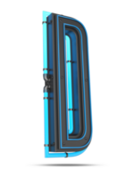 3D Alphabet with blue neon light effect, 3d rendering png