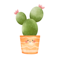 cute cartoon cactus with funny face png