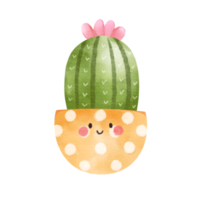 cute cartoon cactus with funny face png