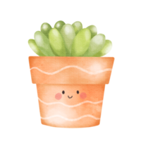 cute cartoon cactus with funny face png