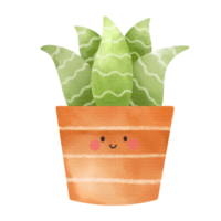 cute cartoon cactus with funny face png