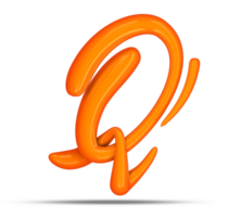 3d alphabet calligraphy style, 3d rendering png