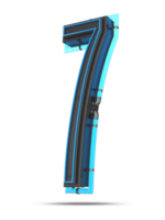 3D Number with blue neon light effect, 3d rendering png