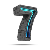 3d spaceship number with neon light effect, 3d rendering png