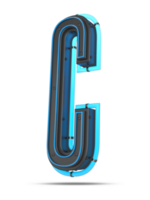 3D Alphabet with blue neon light effect, 3d rendering png