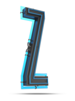 3d alfabeto con blu neon leggero effetto, 3d interpretazione png