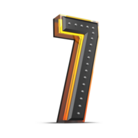 3D number with pin decoration and neon light effect, 3d rendering png