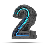 3d spaceship number with neon light effect, 3d rendering png