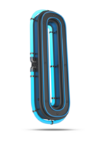 3D Number with blue neon light effect, 3d rendering png