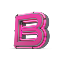 3D pink alphabet with neon light, 3d rendering png