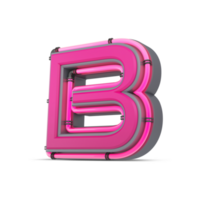 3d roze alfabet met neon licht, 3d renderen png