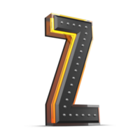 3D alphabet with pin decoration and neon light effect, 3d rendering png