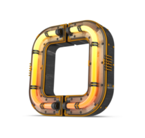 3D wooden alphabet with neon light effect, 3d rendering png