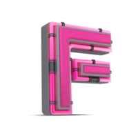 3d roze alfabet met neon licht, 3d renderen png